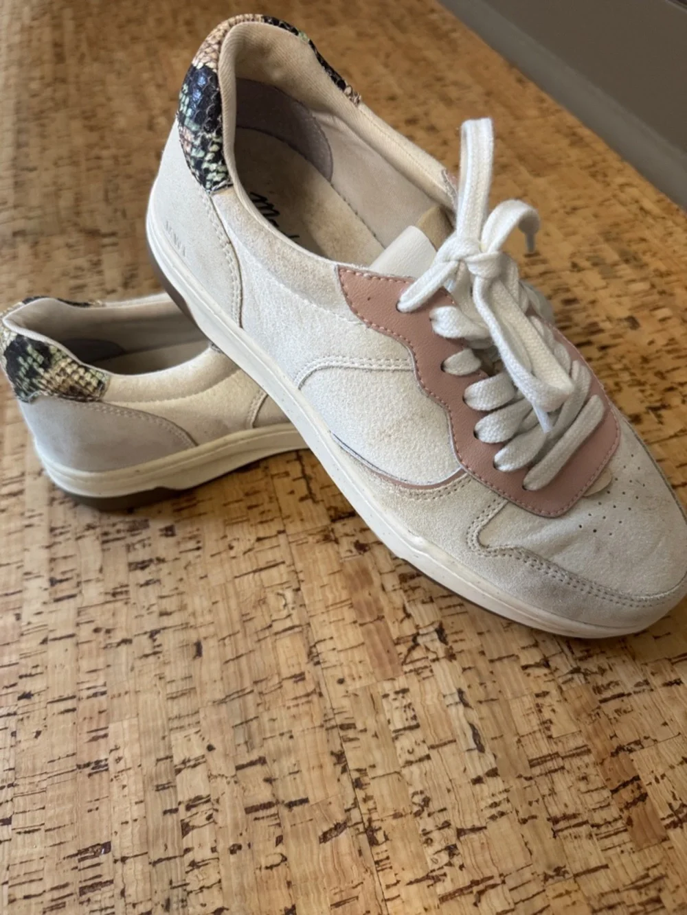 Madewell Women’s Court Sneakers in Colorblock Suede and Snakeskin-size 7